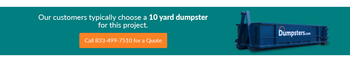 CTA Banner to Call for Information About a 10 Yard Dumpster. Call 833-499-7510 For a Quote