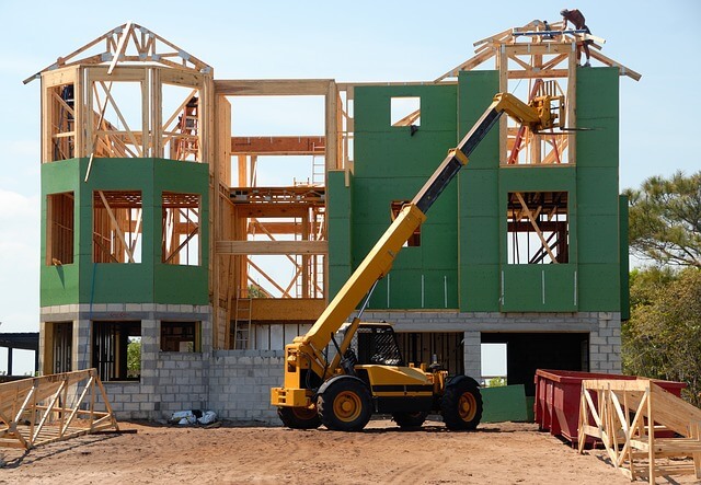 An energy-efficient home being constructed.