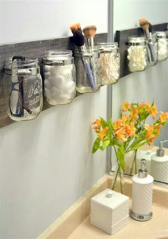 mason jars for bathroom storage